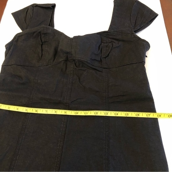 Urban Outfitters Linen Blend Sweetheart Neck Cap Sleeve Cutout Back Dress Sz L - Picture 13 of 14